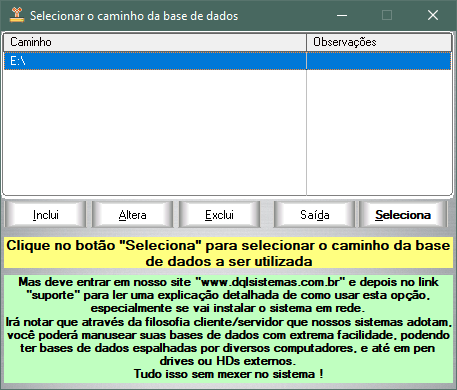 base de dados em pen drive